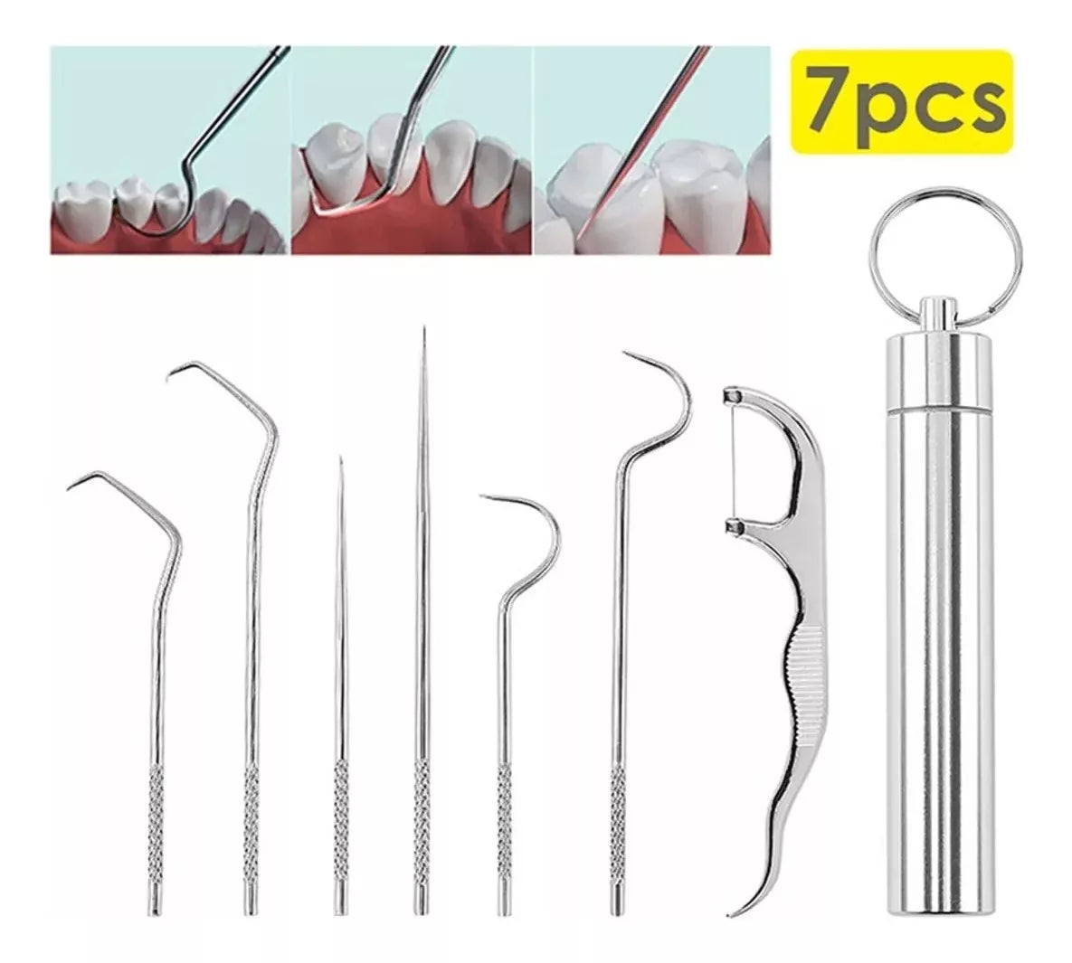 Kit De Higiene Bucal 7 Piezas + Estuche Metálico