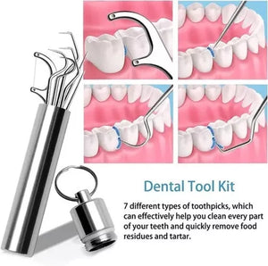 Kit De Higiene Bucal 7 Piezas + Estuche Metálico